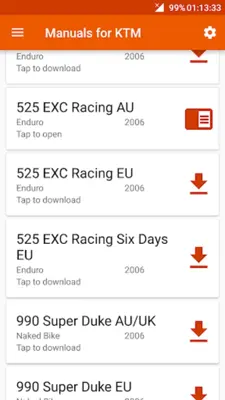 Manuals for KTM android App screenshot 2